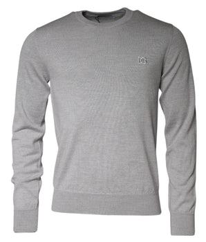 Dolce & Gabbana Light Gray Wool Crew Neck Pullover Sweater