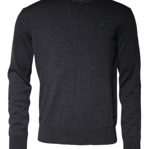 Dolce &amp; Gabbana Jersey de lana gris oscuro con cuello redondo