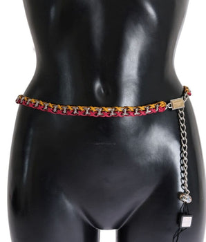 Dolce & Gabbana Red Yellow Leather Crystal Belt Dolce & Gabbana 