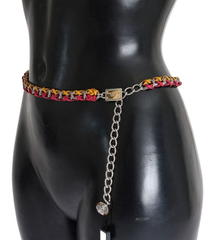 Dolce & Gabbana Red Yellow Leather Crystal Belt Dolce & Gabbana 