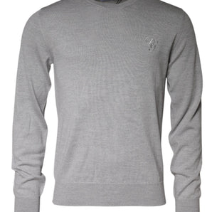 Dolce &amp; Gabbana Jersey de lana gris claro con cuello redondo