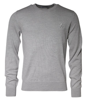 Dolce & Gabbana Light Gray Wool Crew Neck Pullover Sweater