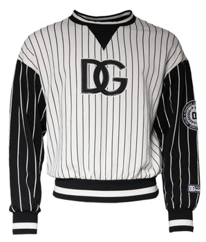 Dolce & Gabbana Black White Stripes Logo Sweatshirt Sweater