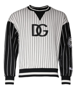 Dolce & Gabbana Black White Stripes Logo Sweatshirt Sweater