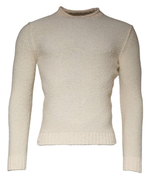 KANGRA Beige Wool Knit Long Sleeve Round Neck Pullover Sweater