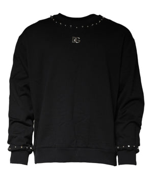 Dolce & Gabbana Black Logo Stud Pullover Sweatshirt Sweater