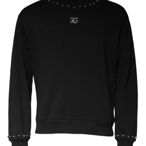 Dolce &amp; Gabbana Suéter tipo sudadera con tachuelas y logo negro