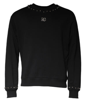 Dolce & Gabbana Black Logo Stud Pullover Sweatshirt Sweater