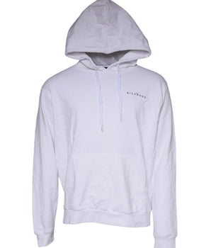 John Richmond White Logo Cotton Hooded Sweatshirt Sweater