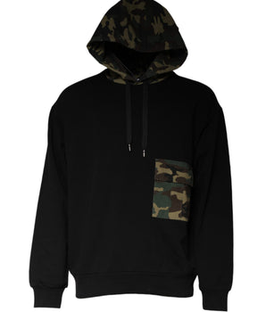Dolce & Gabbana Black Camouflage Hooded Sweatshirt Sweater