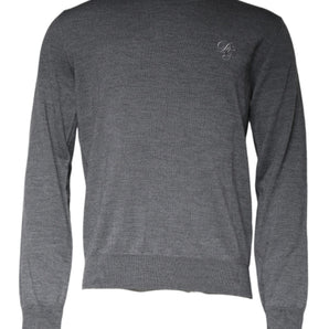 Dolce &amp; Gabbana Jersey de lana gris oscuro con cuello redondo