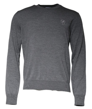 Dolce & Gabbana Dark Gray Wool Crew Neck Pullover Sweater