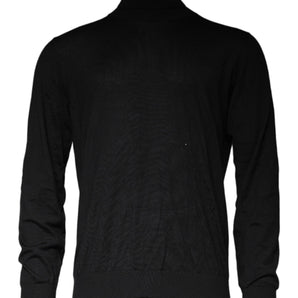 Dolce &amp; Gabbana Jersey negro de manga larga con cuello alto para hombre