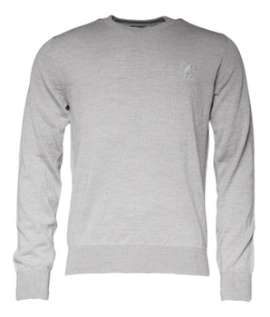 Dolce & Gabbana Light Gray Wool Crew Neck Pullover Sweater