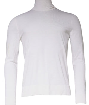 Dolce &amp; Gabbana White Long Sleeve Turtleneck Men Pullover Sweater