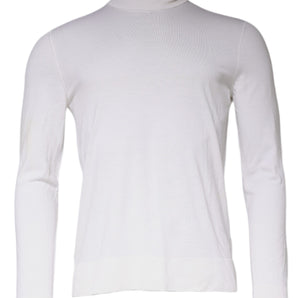Dolce &amp; Gabbana Jersey blanco de manga larga con cuello alto para hombre