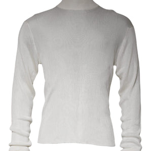 Dolce &amp; Gabbana Jersey blanco de manga larga con cuello alto para hombre