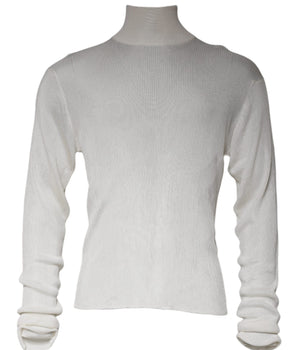 Dolce &amp; Gabbana White Long Sleeve Turtleneck Men Pullover Sweater