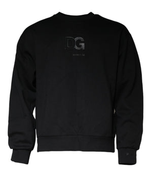 Dolce &amp; Gabbana Sudadera negra con logo DG de algodón para hombre