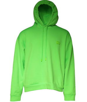 Dolce & Gabbana Green Logo Hooded Pullover Men Sweatshirt Sweater