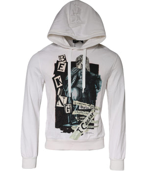 Dolce & Gabbana White Caesar Cotton Hooded Pullover Sweater