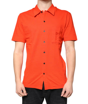 Dolce & Gabbana Orange Cotton Button Down Casual Polo Shirt