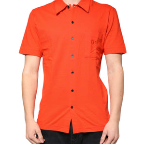 Dolce &amp; Gabbana Orange Cotton Button Down Casual Polo Shirt
