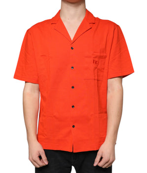Dolce & Gabbana Orange Cotton Button Down Casual Polo Shirt