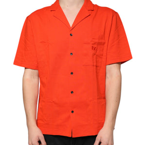 Dolce &amp; Gabbana Orange Cotton Button Down Casual Polo Shirt