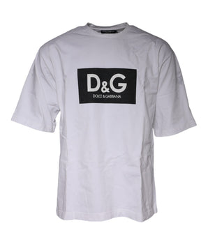 Dolce &amp; Gabbana Camiseta blanca con cuello redondo y estampado de logo