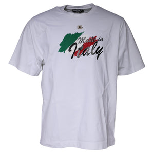 Dolce & Gabbana White Graphic Print Cotton Crew Neck T-shirt