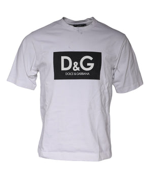 Dolce &amp; Gabbana Camiseta blanca con cuello redondo y estampado de logo