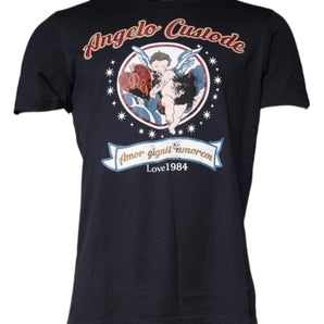 Dolce &amp; Gabbana Black Graphic Print Cotton Crew Neck T-shirt