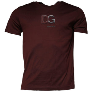 Dolce &amp; Gabbana Maroon DG Logo Cotton Crew Neck T-shirt