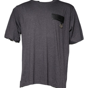 Dolce &amp; Gabbana Gray Logo Patch Cotton Crew Neck T-shirt