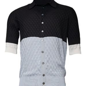 Dolce &amp; Gabbana Multicolor Silk Button Down Collared T-shirt