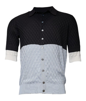 Dolce & Gabbana Multicolor Silk Button Down Collared T-shirt
