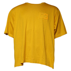 Dolce &amp; Gabbana Mustard Embossed Logo Crew Neck T-shirt