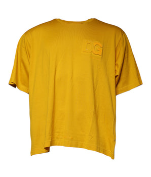 Dolce & Gabbana Mustard Embossed Logo Crew Neck T-shirt