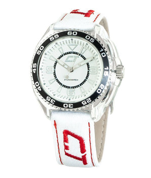 Chronotech White Leather Dress Watch
