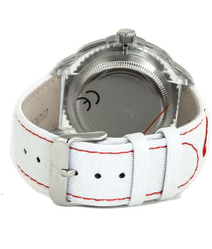 Chronotech White Leather Dress Watch