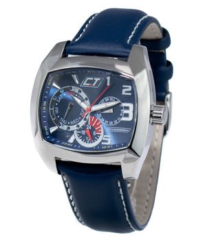 Chronotech Blue Leather Dress Watch