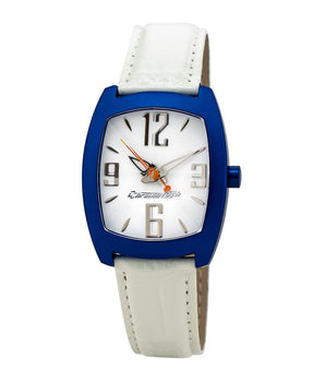 Chronotech White Leather Dress Watch
