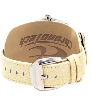 Chronotech Beige Leather Dress Watch