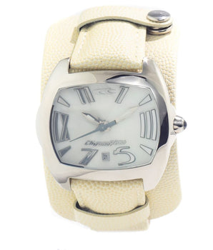 Chronotech Beige Leather Dress Watch