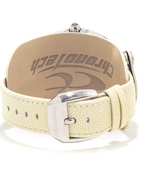 Chronotech Beige Leather Dress Watch