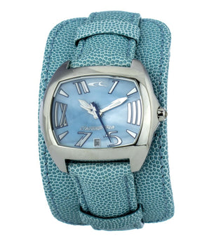 Chronotech Green Leather Dress Watch
