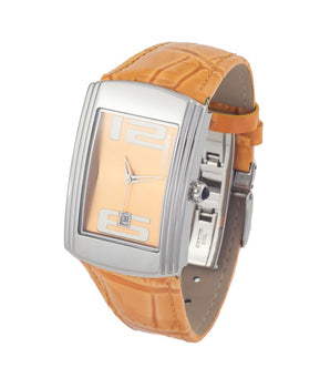 Chronotech Orange Leather Dress Watch