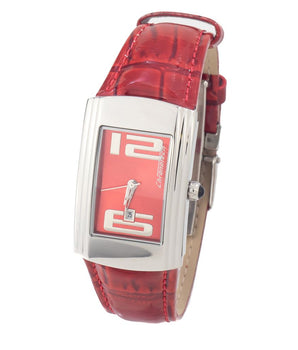 Chronotech Red Leather Dress Watch