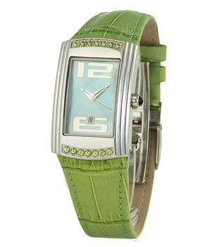Chronotech Green Leather Dress Watch